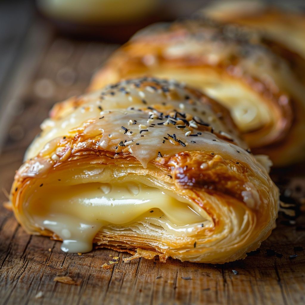Close-up of a freshly baked Cheese Danish with a golden-brown pastry and creamy cheese filling.