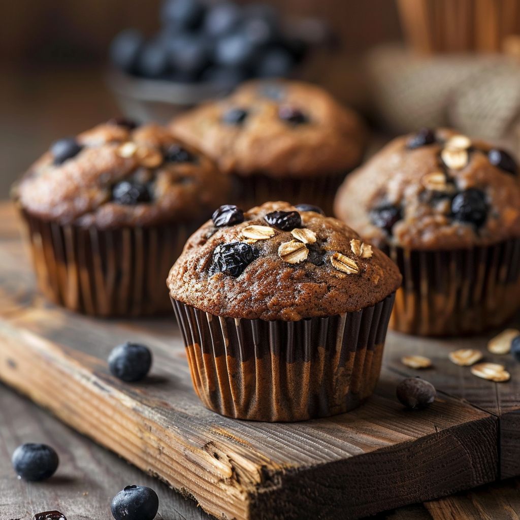 Close-up shot of assorted gluten-free muffins and bread on a rustic surface, illuminated by warm, natural light.