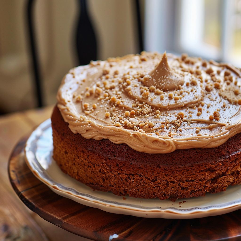 A beautifully frosted pumpkin cake with decorative swirls and a sprinkle of cinnamon on top.
