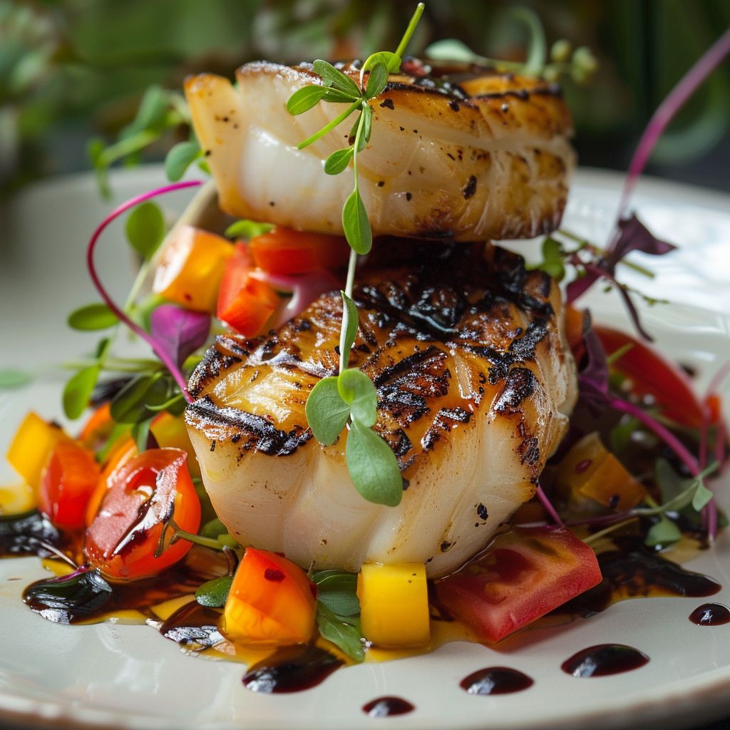 A beautifully plated dish showcasing vibrant ingredients in soft natural light.