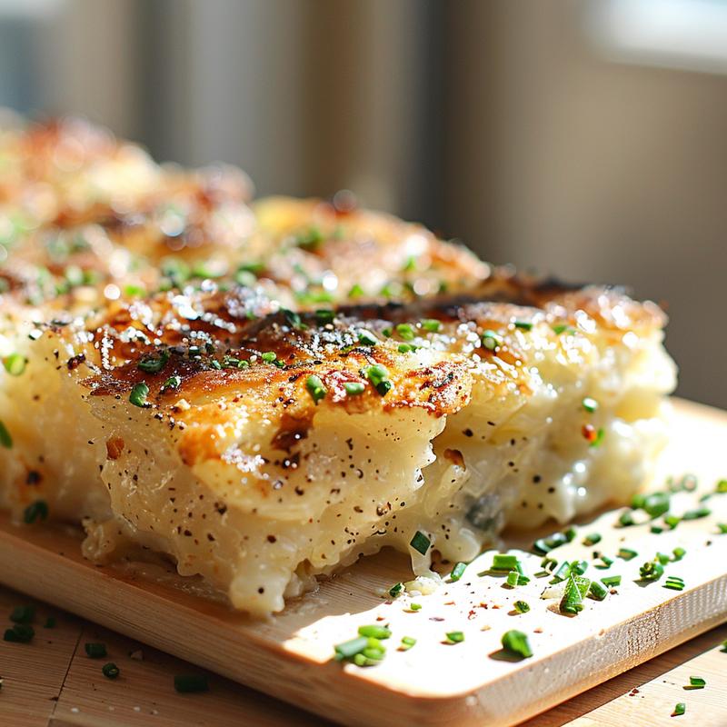 Close-up of various gluten-free casseroles on a natural wood board, showcasing their textures.