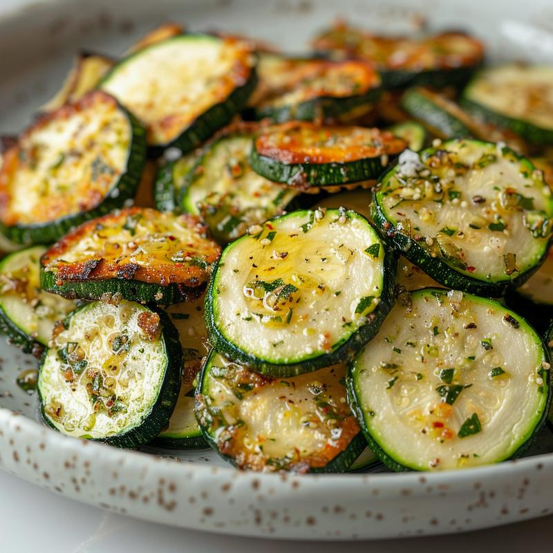 Close-up of crispy zucchini keto chips on a grey plate.