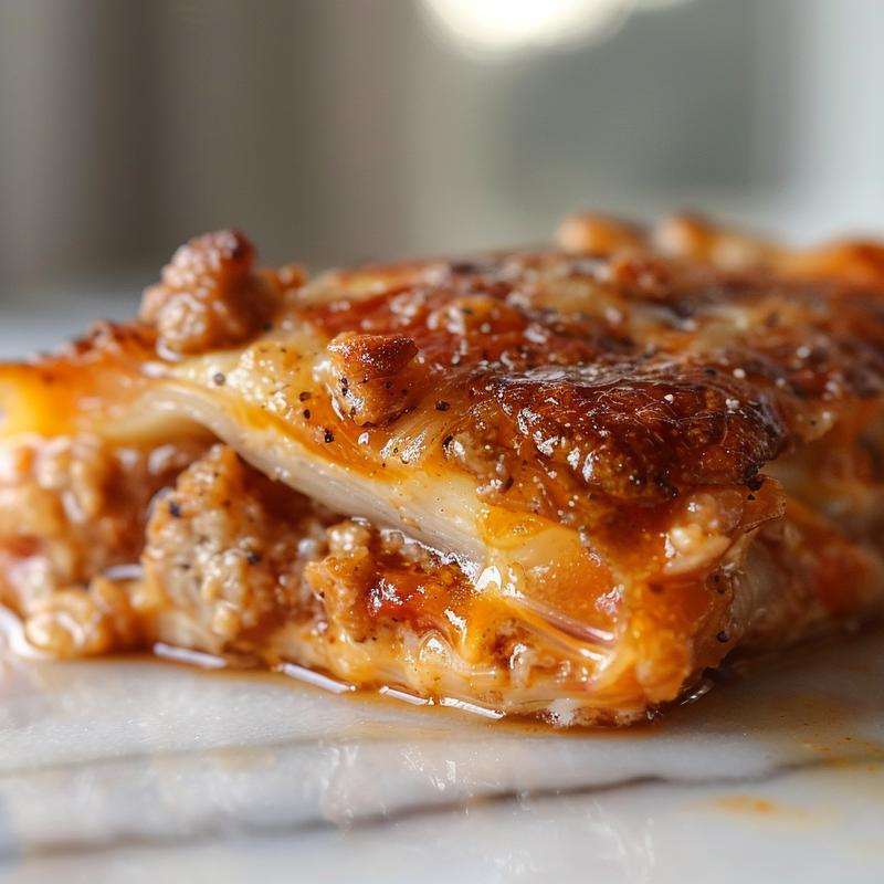 Close-up of a delicious portion of freezer meals for new moms on a white marble surface.