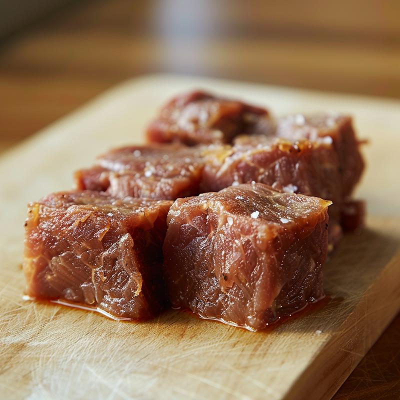 Close-up of easy freezer meals portioned for one or two people on a wooden board.